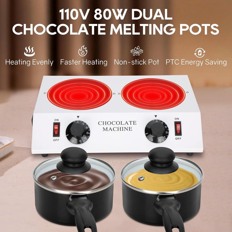 Magula Chocolate Melting Machine Electric Heating Chocolate Tempering Machine Melting Pot Fast and Even Melting Ideal Create for Chocolate,Candy,Butter Making Warming Coffee Milk Wine (Double) - Image 2